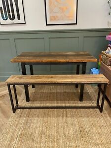 Rustic Industrial Wooden table and bench set 