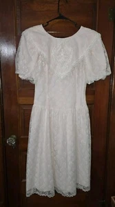 PRECIOUS MOMENTS Vestido Vintage Rosa/Blanco Cottage Vestido Encaje Años 80’s Southern - Imagen 1 de 9