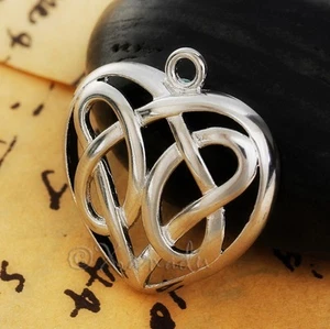 Celtic Heart Pendant - Silver Plated Celtic Knot Charms C1799 - 1, 2 Or 5PCs - Picture 1 of 3