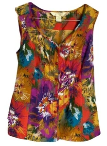 New York City Design Co. Floral Abstract Art Button Up Sleeveless Tank Sz Medium - Picture 1 of 4
