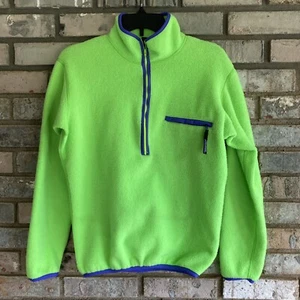 Vintage 89/90 Patagonia Pull Over Fleece 1/2 Zip Jacket Green Purple USA 25751 M - Picture 1 of 11