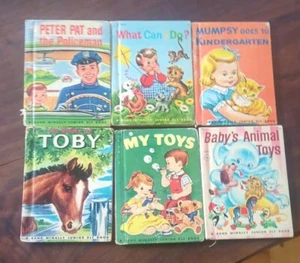 Lot Of 6 VINTAGE RAND MCNALLY JR ELF Children's books MCM Toys Animals Police - Imagen 1 de 7