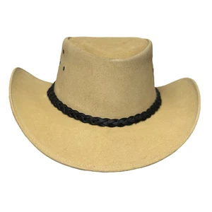Lesa Collection Tan Suede Buttermere Leather Cowboy Hat, Braided Band - Picture 1 of 7