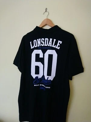 60 Lonsdale Boxing William Beak St Soho Black Polo Shirt Sz XXL 38 Cotton - Image 1 of 4