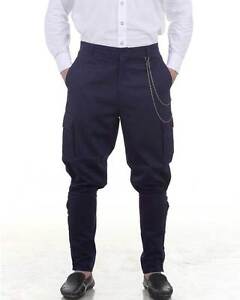 Steampunk Victorian Costume Airship Pants Trousers -Blue C1347