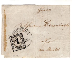 Baviera, 1870 franqueo debido, en cubierta doblada local a Nuernberg, mensaje completo RARO - Imagen 1 de 1
