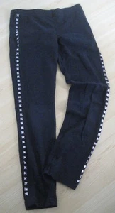 Girls 7 Black RAGDOLL & ROCKETS Silver Square Studs LEGGINGS Stretch PANTS Knit - Picture 1 of 7