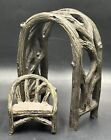 Miniature Faux Timber Wood 5” Arch w/ Matching 2” Chair Fairy Garden Dollhouse