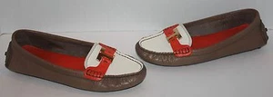 Raros Mocasines Planos Para Mujer Tory Burch Casey Marrón Multicolor Cuero Talla 8 M - Imagen 1 de 4
