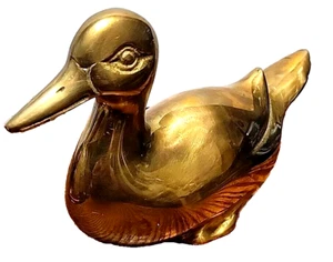 Vintage Solid Brass Duck Sculpture Statue Decor Door Stop 8"×5"made In Korea - Picture 1 of 8