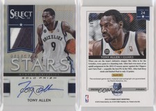 2012-13 Panini Select Stars Jersey Gold Prizm Prime /10 Tony Allen #24 Auto