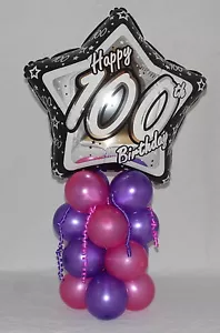 100th BIRTHDAY - AGE 100 - FEMALE - FOIL BALLOON DISPLAY - TABLE CENTERPIECE - Foto 1 di 6