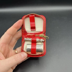 Vintage GILLETTE Mini Reise Rasierhobel im original roten Lederetui - Bild 1 von 12