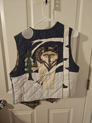 Chaleco acolchado de invierno reversible Patch Magic Wolf talla estimada L Foto 1 de 4