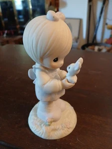 🚨 Precious Moments 109886 Wishing You A Happy Easter Porcelain Figurine Vintage - Picture 1 of 5