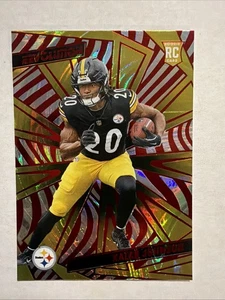 2025 Panini Revolution Kaleb Johnson #223 RC Red Swirl Pittsburgh Steelers - Bild 1 von 2