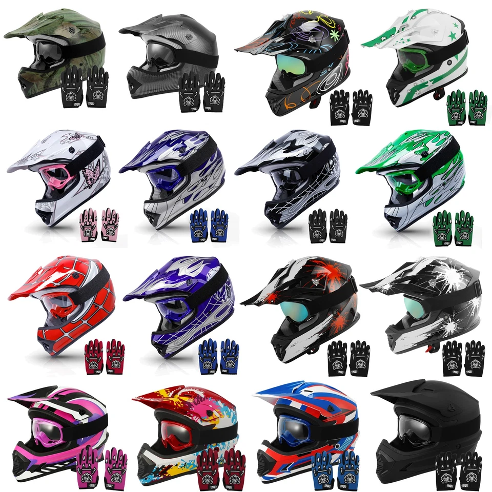 Juego de casco + gafas + guantes unisex para jóvenes DOT para moto de cross ATV UTV motocross‌ Foto 1 de 4