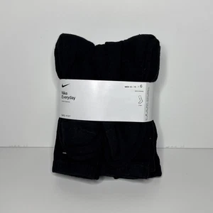 Nike Everyday Crew Socken 6 Paar SCHWARZ Dri Fit Baumwolle gepolstert Herren ~ XL 12-15 - Bild 1 von 2