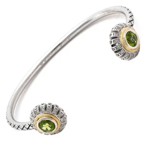 Andrea Candela 18k Gold Sterling Diamond Peridot Cable Bracelet ACB336/16-PD - Picture 1 of 1
