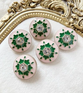5pcs 21mm Pink rhinestone round shape metal round clothing shank buttons sewing - Picture 1 of 4