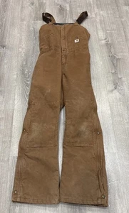 Womens Carhartt Insulated tan  bib overalls  size 10 - Picture 1 of 16