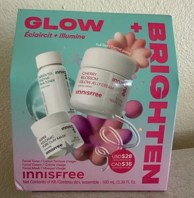 Juego Innisfree Glow + Brighten Edición Limitada Trío de Belleza Coreano (Exp: Ver Foto) Foto 1 de 4