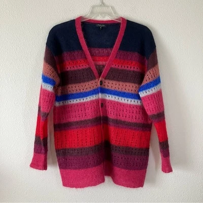 RAG & BONE Mohair Silk Cardigan Sweater Nassau Long Boyfriend Fit Striped Soft M - Image 1 of 4