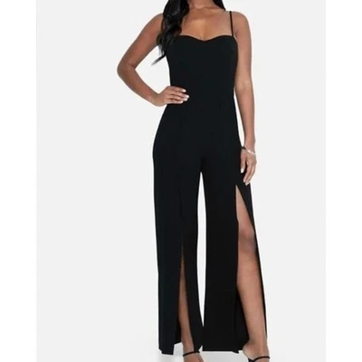 Mono Bebe Pierna Abierta Buceo Crepé Sin Mangas Cuello Corazón Negro Grande Nuevo con Etiquetas Foto 1 de 4