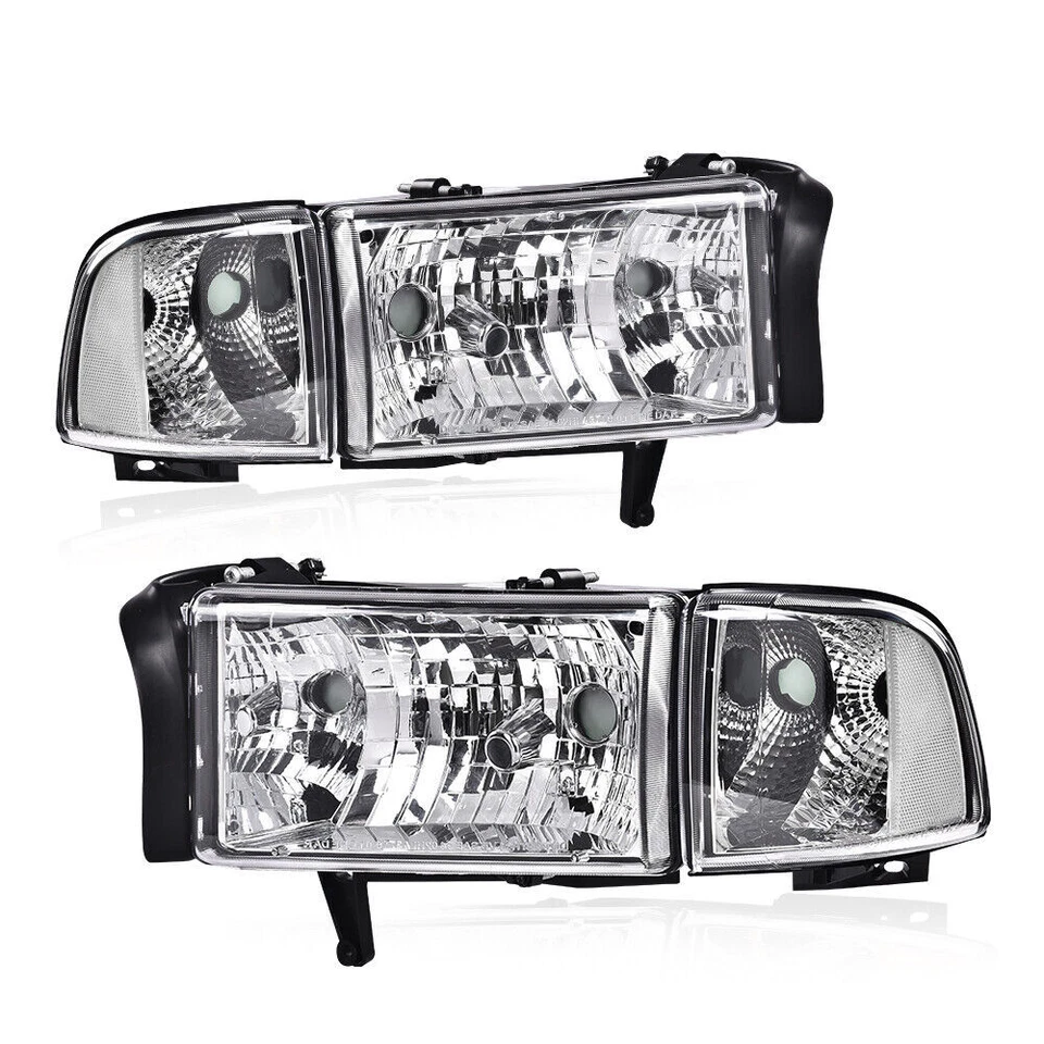 Clear Corner Chrome Headlights Assembly Fit For 94-02 Dodge Ram 1500 2500 3500 Foto 1 de 4