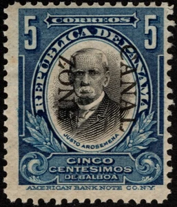 Canal Zone - 1909 - 5 Cents Black & Blue Overprinted Panama Issue # 28 Mint F-VF - Picture 1 of 1