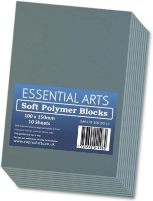 ESSENTIAL ARTS 100 X 150Mm Double Sided Soft Lino Polymer Blocks Pack of 10 – 3.2Mm Thick Super