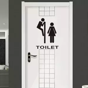 WC Bathroom Badge Sign Toilet Funny Wall Doors Vinyl Sticker Decal Home Decor - Picture 1 of 5