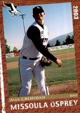 2003 Missoula Osprey Grandstand #8 Alex Cremidan San Diego California CA Card