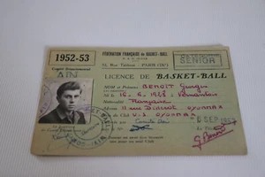 Fédération Française de basket-ball - Licence - vieux papier - Imagen 1 de 2