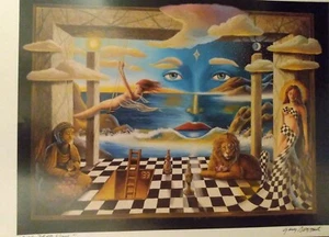 Impresión firmada por Gary Soszynski "El piso 39" 11x17" surrealismo psicodélico - Imagen 1 de 4