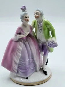 Porcelain Figurine Man Courting Woman flowers Made In Germany pink green purple - Picture 1 of 16