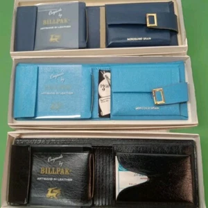 Lot Of 3 Vintage Originals Billpak Artisans Leather Wallet Billfold NOS - Picture 1 of 15