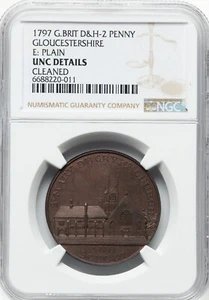 Great Britain - 1797 Gloucester Penny Token - NGC UNC Details - BEAUTIFUL COLOR! - Picture 1 of 2