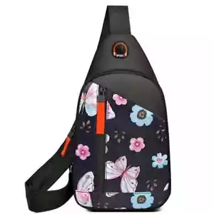 Floral Pattern Sling Backpack Chest Bag Crossbody Shoulder Bag Gym Travel Hiking - Picture 1 of 7