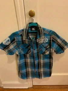 SK2 Apparel - Boy's short sleeved shirt (Blue plaid - 10/12) Pre-owned - Picture 1 of 3