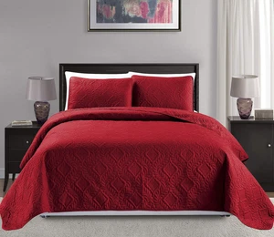 Mk Collection 3pc Full/Queen Over Size Diamond Bedspread Bed Cover Embossed S... - Picture 1 of 1