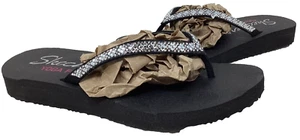 Skechers Women's Meditation Perfect 10 Blk/Silver Flip Flops Sz:6 #31756 139J - Picture 1 of 5