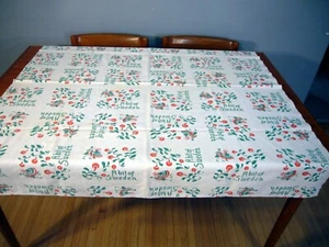 Swedish Woven Tablecloth A Bit of Sweden Couple Custom Vintage Fabric 48x52" - Picture 1 of 5