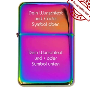 Benzinfeuerzeug mit Lasergravur • WUNSCHGRAVUR • Sturmfeuerzeug Rainbow Metallic - Picture 1 of 7
