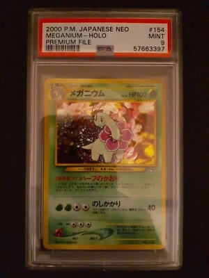 1999 Pokemon Japanese Neo Genesis Holo Meganium ‘Meganiumu’ #154 PSA 9 MINT - Image 1 of 4