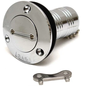 Moeller Boat Gas Fuel Deck Fill 035740-10 | 1 1/2 Inch Chrome SS - Picture 1 of 5