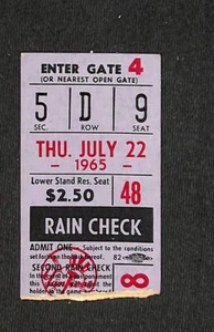 JULY 22, 1965 CHICAGO WHITE SOX @ NEW YORK YANKEES TICKET STUB - Picture 1 of 1