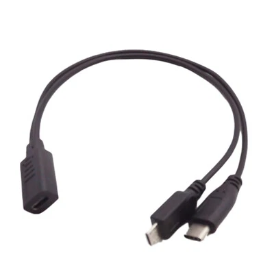 USB 3.1 Type C Female to Micro Male and Type C Male Data Charge Y Cable 30cm - Image 1 of 4