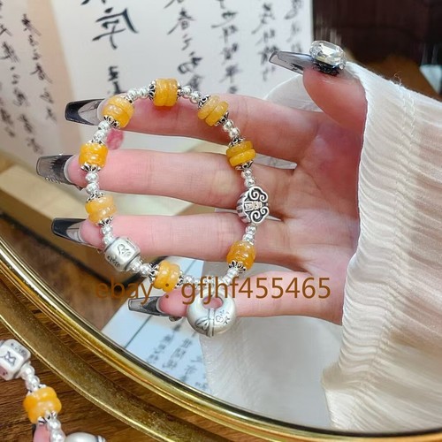 VALENTINO Bracciale perle argento Guardian serie sei personaggi mantra blocco foglia bambù