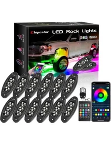 12 Pod RGB LED Rock Lights Kit Offroad Truck Underbody Neon Music Bluetooth APP - Picture 1 of 8